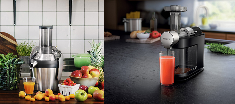 Philips juicemaskin och Philips Avance MicroMasticating juicer (för slow juicing)