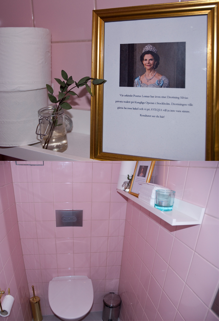 Rosa kakel som på drottning Silvias toalett?