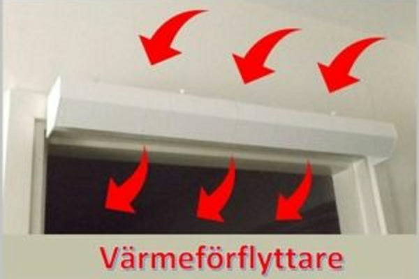 Värmeförflyttare – förflyttar värme från taket ner till golvet i nästa rum!
